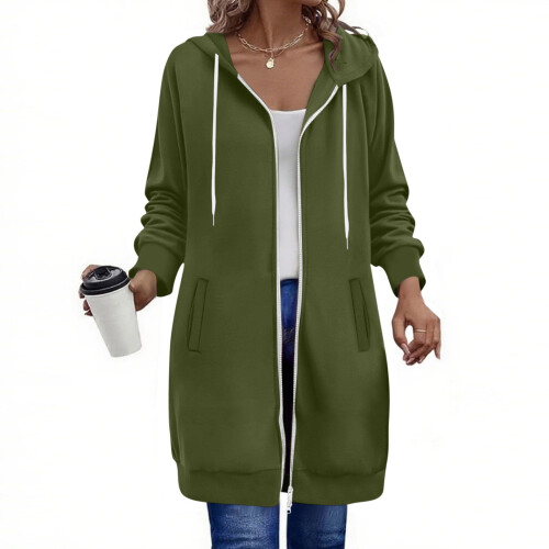 Damen-Kapuzenpullover mit langen Vordertaschen und