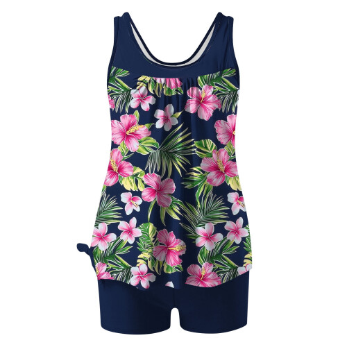 Γυναικείο Σετ Μαγιό Modest με Στάμπα και Μπλούζα Boyshort 2