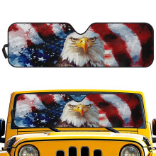 Foldable Bald Eagle Flag Windshield Sun Shade Compatible with Jeep JLU, JT (2020-2025), JL (2018-2025)