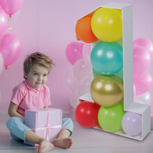 Balloon Box White Frame Birthday Decoration 1 Piece