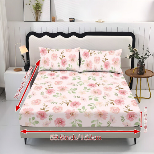 Roze rozen kingsize beddengoedset, lichtgewicht, 3-delig 1