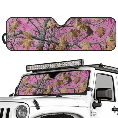 Pink Camo Windshield Sun Shade 16.14"x52.95" UV-Blocking 1
