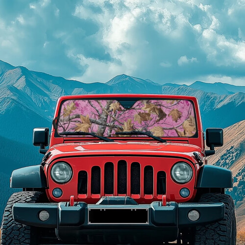 Pink Camo Windshield Sun Shade 16.14"x52.95" UV-Blocking 2