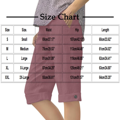 Women's Linen Blend Capri Pants with Pockets Relaxed Fit 2