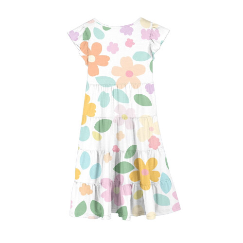 Mädchenkleid mit Blumenmuster, Volantärmeln und Taille 1