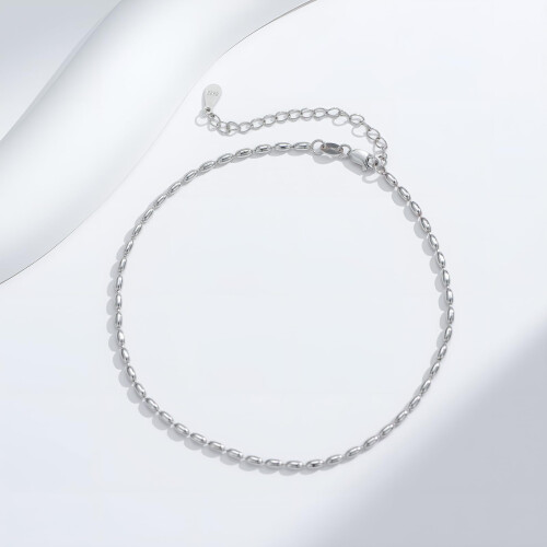 Sterling Silver Ankle Bracelet Oval Bead Chain 1 Piece 2