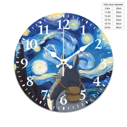Mute Blue Totoro Wall Clock – PVC, Battery-Powered 1