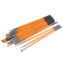 12-teiliges Acrylpinsel-Set, orangefarbener Griff, schräg zulaufende Spitze