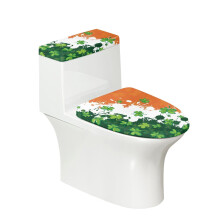 Housse de couvercle de toilette ronde extensible à motif trèfle vert (lot de 2)