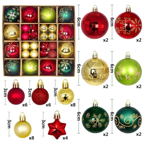 Ensemble de 42 boules de Noël décoratives de 3 et 6 cm