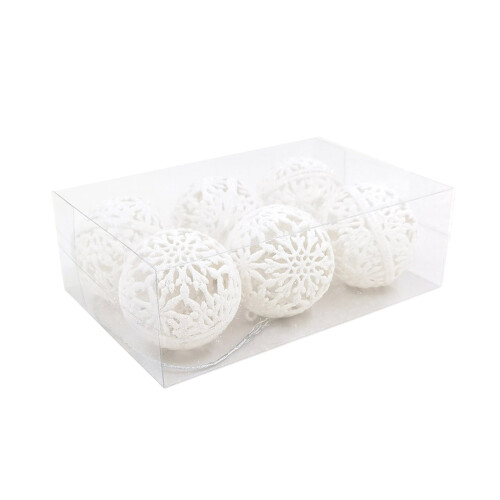 Weihnachtskugel-Ornament, hohl, glitzernd, 6 Stück, 55 mm