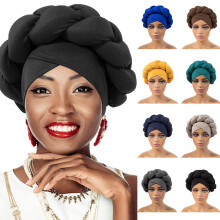 Kopftuch, Turban, vorgebundene, gedrehte Zopf-Haarbedeckung, Kopftuch, Mütze für Frauen und Mädchen