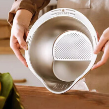 4-in-1 Edelstahl-Reiswaschschüssel mit Siebfunktion für Reis, Gemüse, Bohnen, Getreide und Obst – Unverzichtbares Küchenutensil