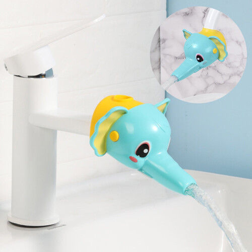 Børnehane til badekar/tud, håndvask/bruserhane til børn, blåt Elephantt-design