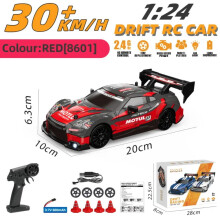 Voiture de drift radiocommandée 1:24, 2,4 GHz, 4 roues motrices, vitesse maximale de 30 km/h, phares LED, pneus de drift, jouet de course.