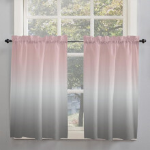 Rideaux de cuisine dégradés rose et gris, 2 panneaux, 160 cm (63 pouces)