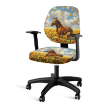Sunflower Horse Chair Cover Set of 2 Stretch Seat Covers