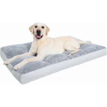 Coussin lavable pour chiens de très grande taille, coussin moelleux XXL pour cage ou niche, avec fond antidérapant, 119 x 74 cm, gris clair