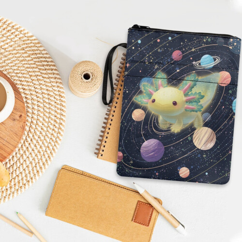 Buchhülle mit Salamandermuster aus waschbarem Polyester, dekorativer Buchorganizer 2