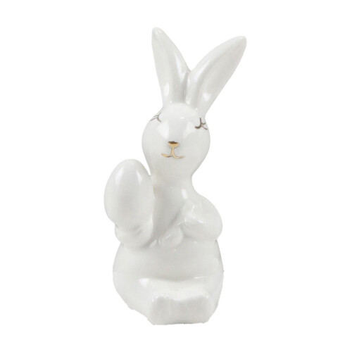Κεραμικό Πασχαλινό Λαγουδάκι Λευκό με Αυγά 1 Τεμάχιο 1
