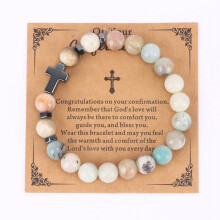 Trendy Natural Tiger Eye and Turquoise Beaded Bracelet with Cross Charm - Perfect for Stylish Accessorizing