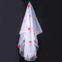 Bridal Veil Transparent Mesh with Red Flower Petals