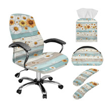 Ensemble de décoration de bureau : housse de chaise, support de télécommande, distributeur de mouchoirs.