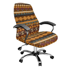 Soft Universal Desk Office Chair Cover, Removable & Washable, Compatible with Rotating Chairs, Tribal Patchwork Brown