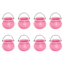 8PCS Halloween Decorations Indoor Mini Halloween Cauldron Cute Plastic Bowl Decor for Indoor Outdoor Home Room Porch Yard Lawn Party OutsidePink