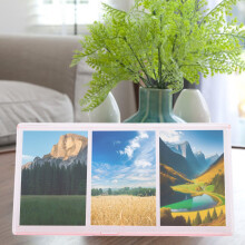 Triple 3-Photo Frame Pink Clear PC 3in 4x3 with Stand for Photos and Decor