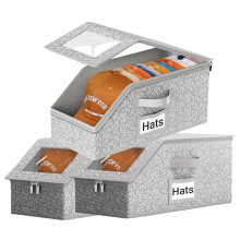 Stackable Hat Storage Boxes for Baseball Caps, 24-Cap Organizer with Clear Window & Cardboard for Closet