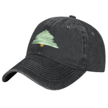 Unisex Retro Washed Christmas Hat,Christmas Tree Print Pattern Baseball Cap,Adjustable Sun Hat,Perfect For Christmas New Year Celebrations