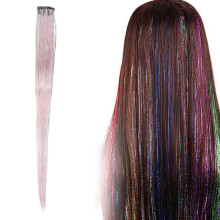 50cm Extensions Colored Straight Clip in on Hair Extension Rainbow Party Highlights Synthetic Hairpiece for Girls