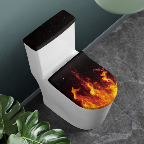 Elastischer WC-Deckel mit Flammenmuster, staubdicht, verstellbar 1