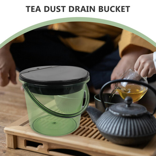 Tea Dregs Drainage Bucket with Lid Light Green 2