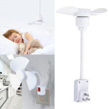Mini Quiet Socket Fan Kit with Plug Adapter, Flexible Gooseneck & Light Bulb Base – Energy-Saving Desk Fan for Kitchen, Bathroom, Dorm, Office