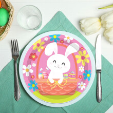 Easter Paper Plates, 10pcs Party Supplies Disposable Plates with Easter Eggs & Bunny Painting, Dinner Plates for Easter Decorations
