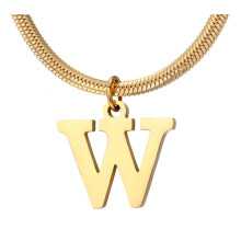 Personalized Gold Monogram Necklace Titanium Steel Initial Pendant Choker for Women
