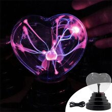 Purple Heart-Shaped Touch-Sound Plasma Ball Lamp – Compatible with Home, Office, Bedroom, Party & Valentine's Gift