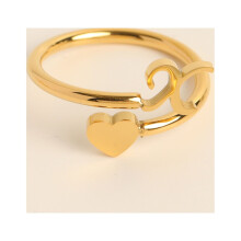 Personalized Initial Heart Ring for Granddaughter Letter Jewelry Gift