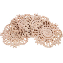 Wood Appliques Unpainted Carved Onlays 4 pcs