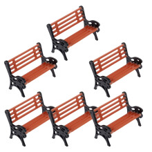 6pcs Miniature Bench Ornament Dollhouse Tiny Bench Decor Realistic Park Bench for Craft Projects Mini Plastic Bench Model Dollhouse Decor