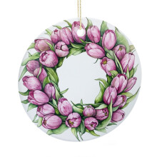 Pink Tulips Christmas Tree Ornament Pink Floral 2025 Christmas Ornaments Gifts for Christmas 2025