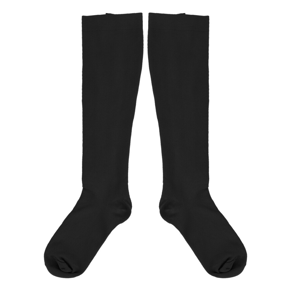 Black 15-20Mmhg Zipper Compression Socks Women Xxxl Knee High Stockings