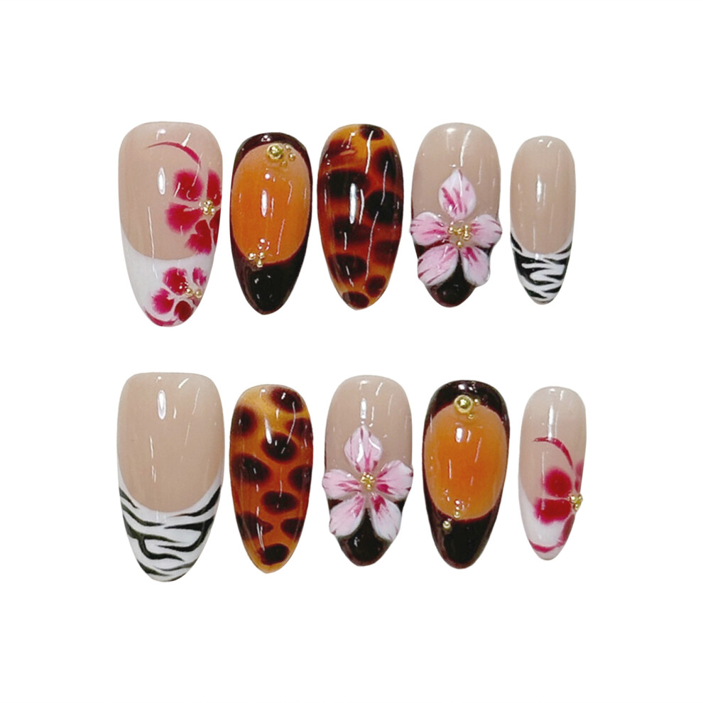 Roc-Electron Brown (S) Flexible Almond Fake Nails - Nude Long Lasting