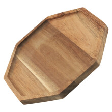 Plateau de service octogonal en acacia, idéal pour le petit-déjeuner au lit et le dîner sur les genoux.