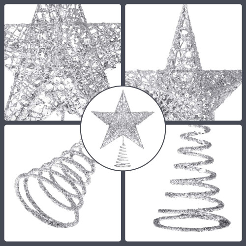Christmas Tree Topper Star Silver 10 Inches 1