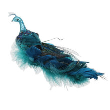 Artificial Blue Peacock Feathered Simulation Birds Christmas Tree Decorations