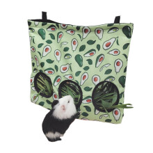 Wiederverwendbare Oxford-Stoff-Kaninchen-Heu-Futtertasche mit Avocado-Muster, L