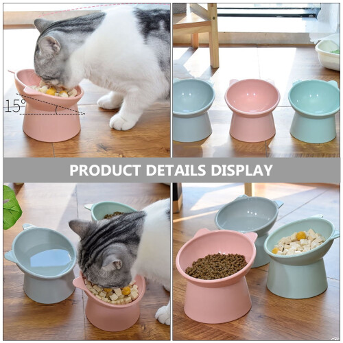 unbranded 2pcs Elevated Bowl Raised Plastic Cat Bowl High Based Food Bowl Feeding Container 2